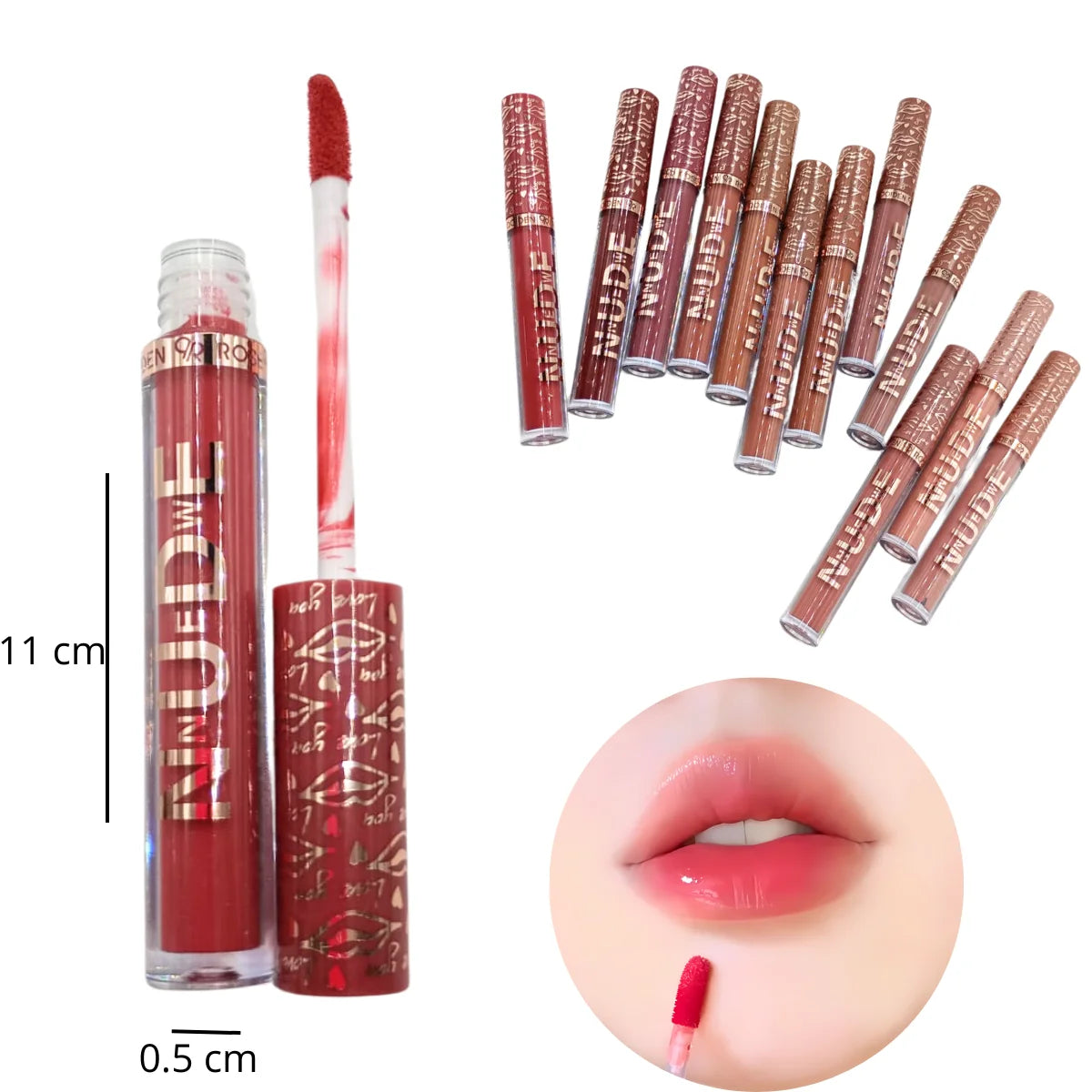 Coleccion de Lapiz labial nude qoiden rose, 12 pzs.