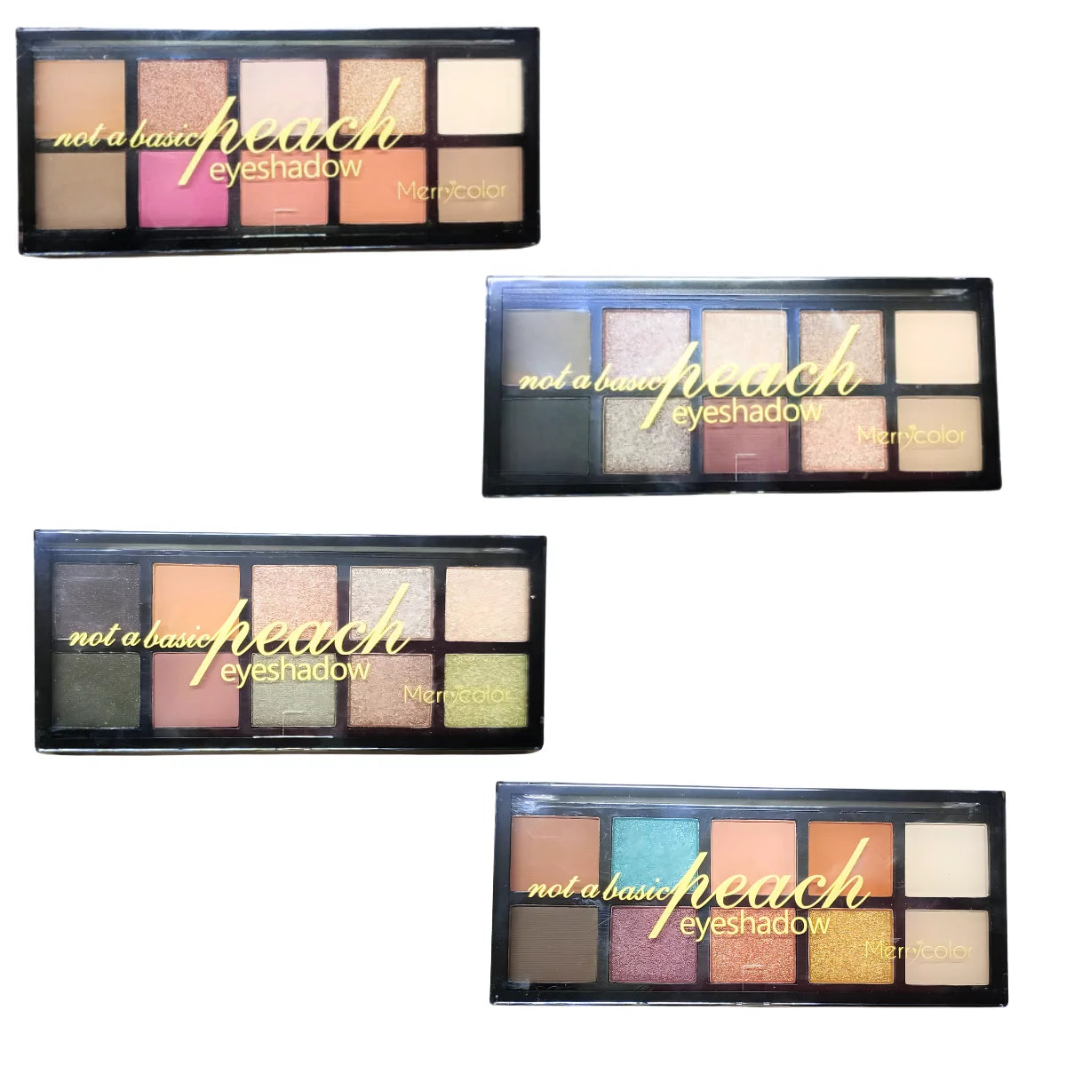 Paleta de sombras Merry color Peach con 10 tonos en 4 presentaciones