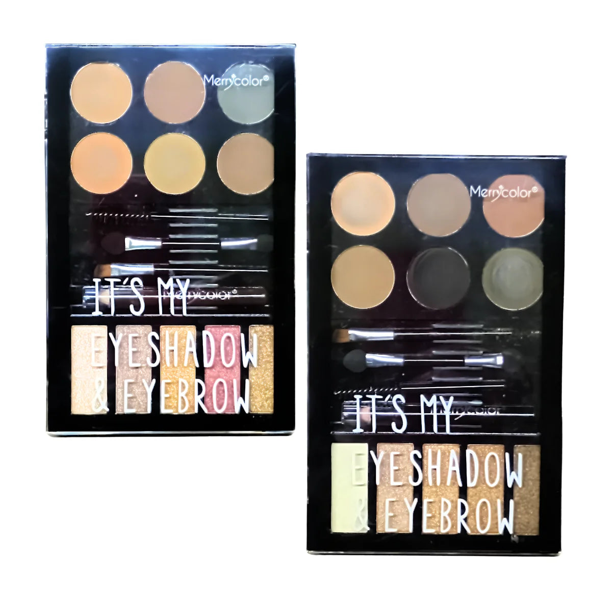 Paleta de sombras y contorno Merry color Eyeshadow, Paleta de sombra de pigmento desnudo con cepillos Cosméticos