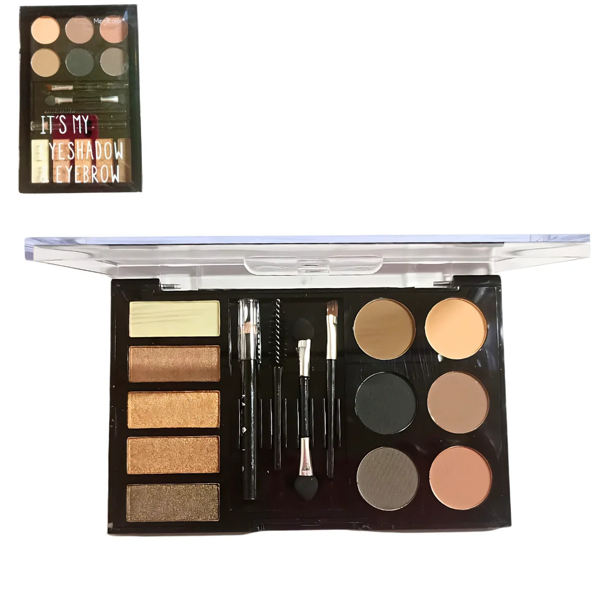 Paleta de sombras y contorno Merry color Eyeshadow, Paleta de sombra de pigmento desnudo con cepillos Cosméticos