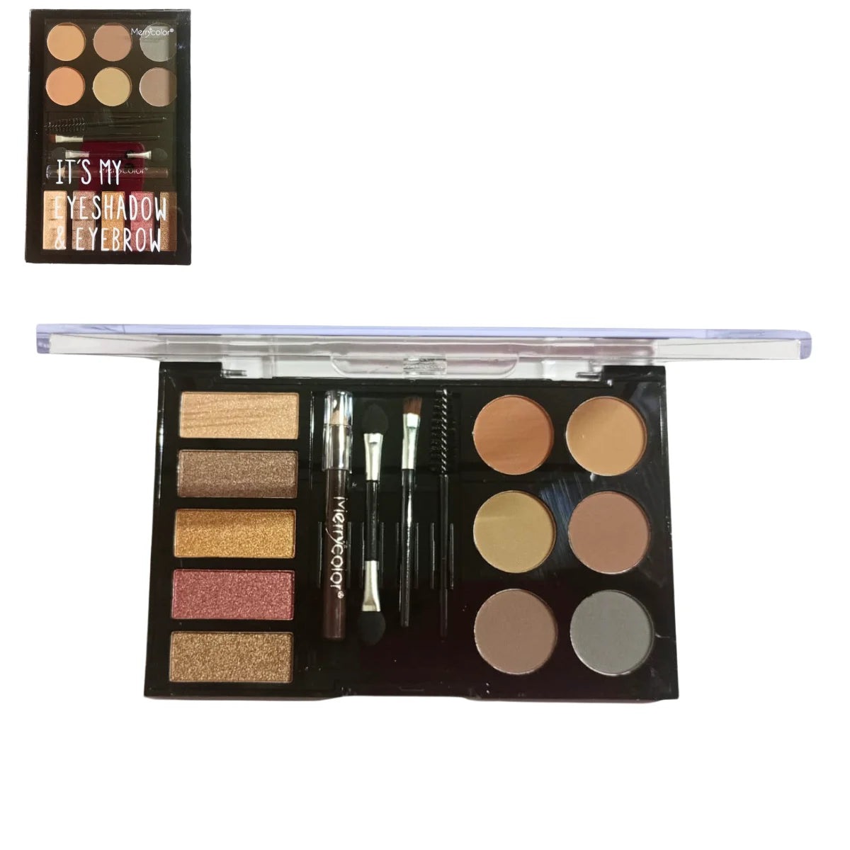 Paleta de sombras y contorno Merry color Eyeshadow, Paleta de sombra de pigmento desnudo con cepillos Cosméticos