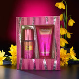 Set duo Metalicos, splash y crema corporal con fragancia.