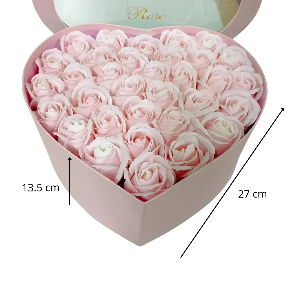 Caja de regalo en forma de corazón, color rosa, con ventana transparente. Ideal para regalar en todo tipo de eventos.