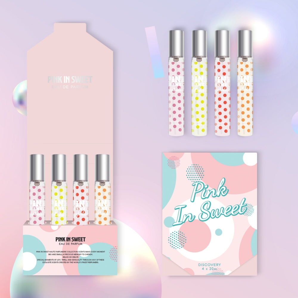 Set de 4 Perfumes 20 ml diferentes aromas, fragancias de bolsillo PINK IS SWEET