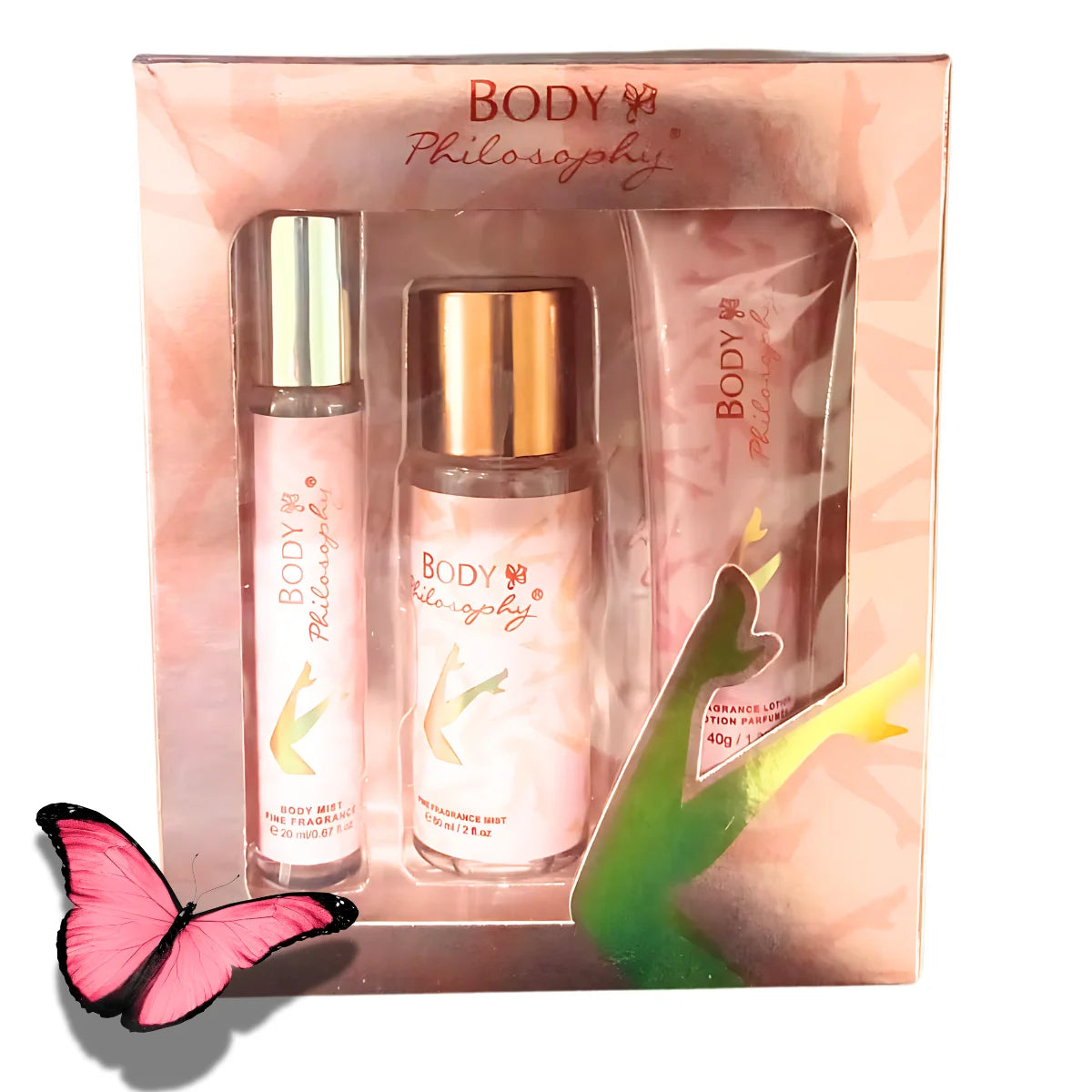 Set de 3 Piezas. Splash, Crema Body, Spray. BODY Philosophy