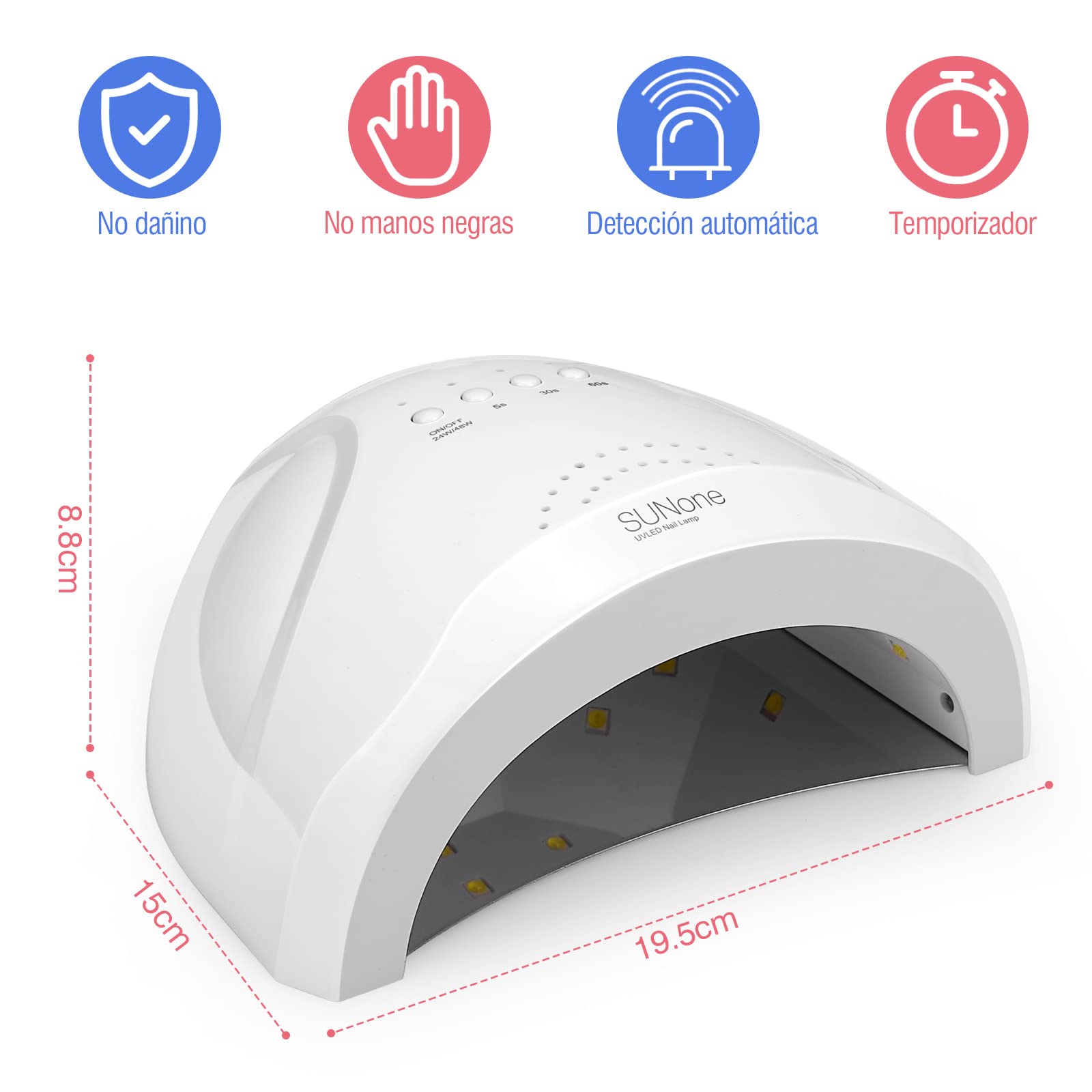 Lámpara de uñas UV/Led SUNone 48w con sensor automático y 3 ajustes de temporizador.