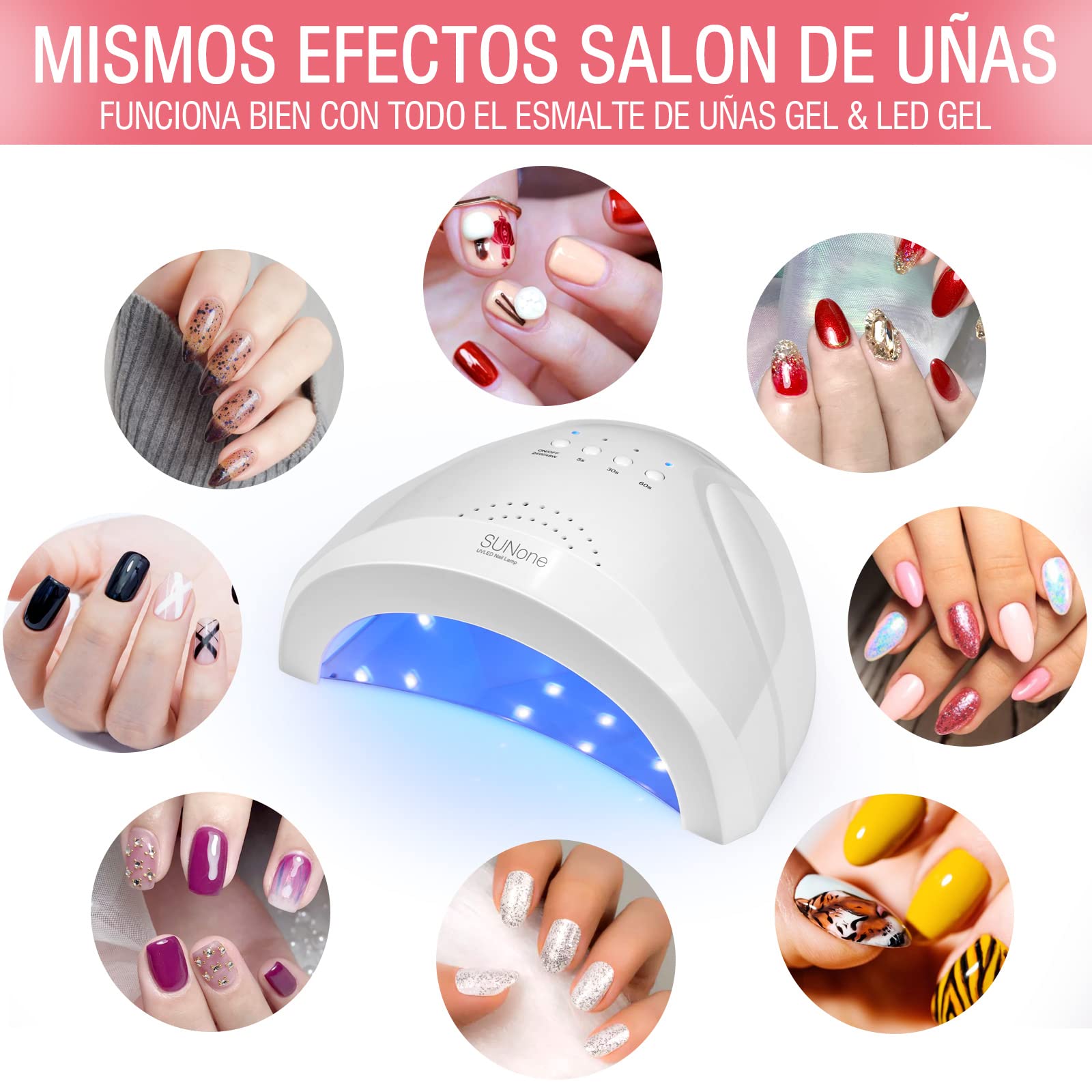 Lámpara de uñas UV/Led SUNone 48w con sensor automático y 3 ajustes de temporizador.