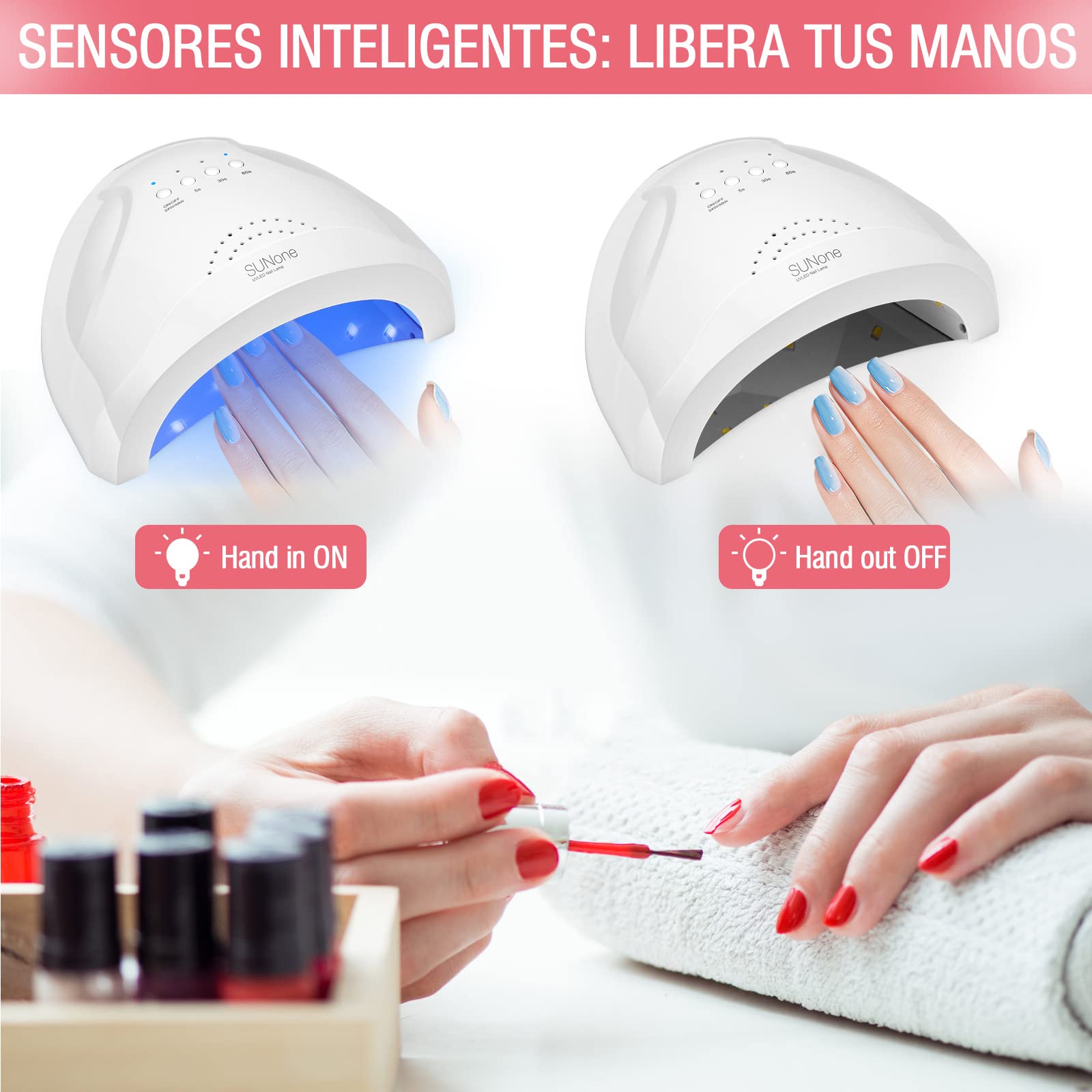 Lámpara de uñas UV/Led SUNone 48w con sensor automático y 3 ajustes de temporizador.