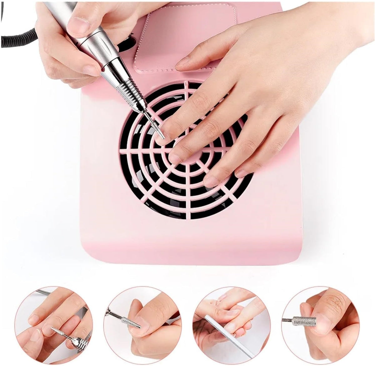 Aspirador de polvo para uñas, potente aspirador de polvo para uñas, máquina de manicura y pedicura, velocidad regulable, 80W.