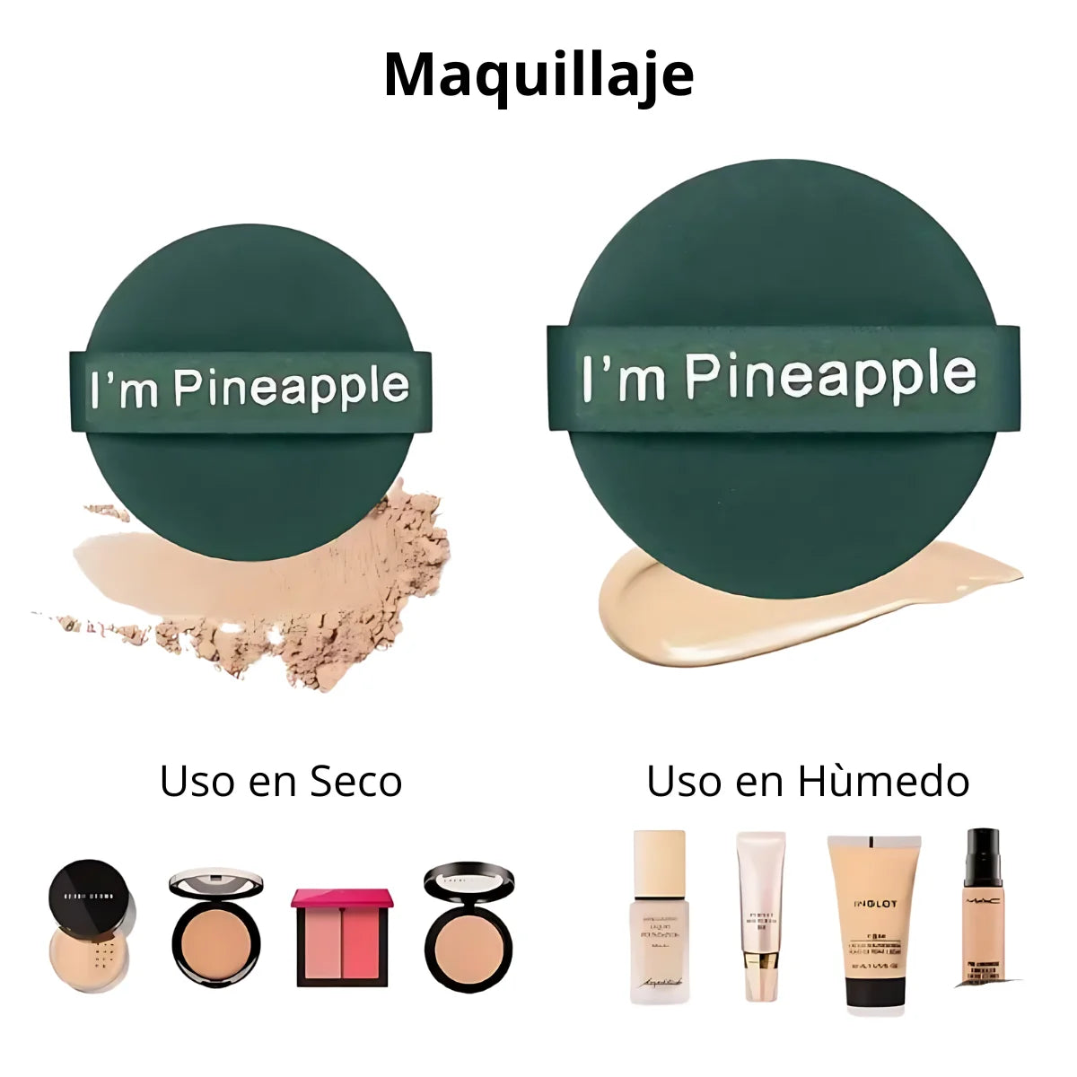 Esponja aplicadores de maquillaje en polvo o líquido, en forma orbicular.