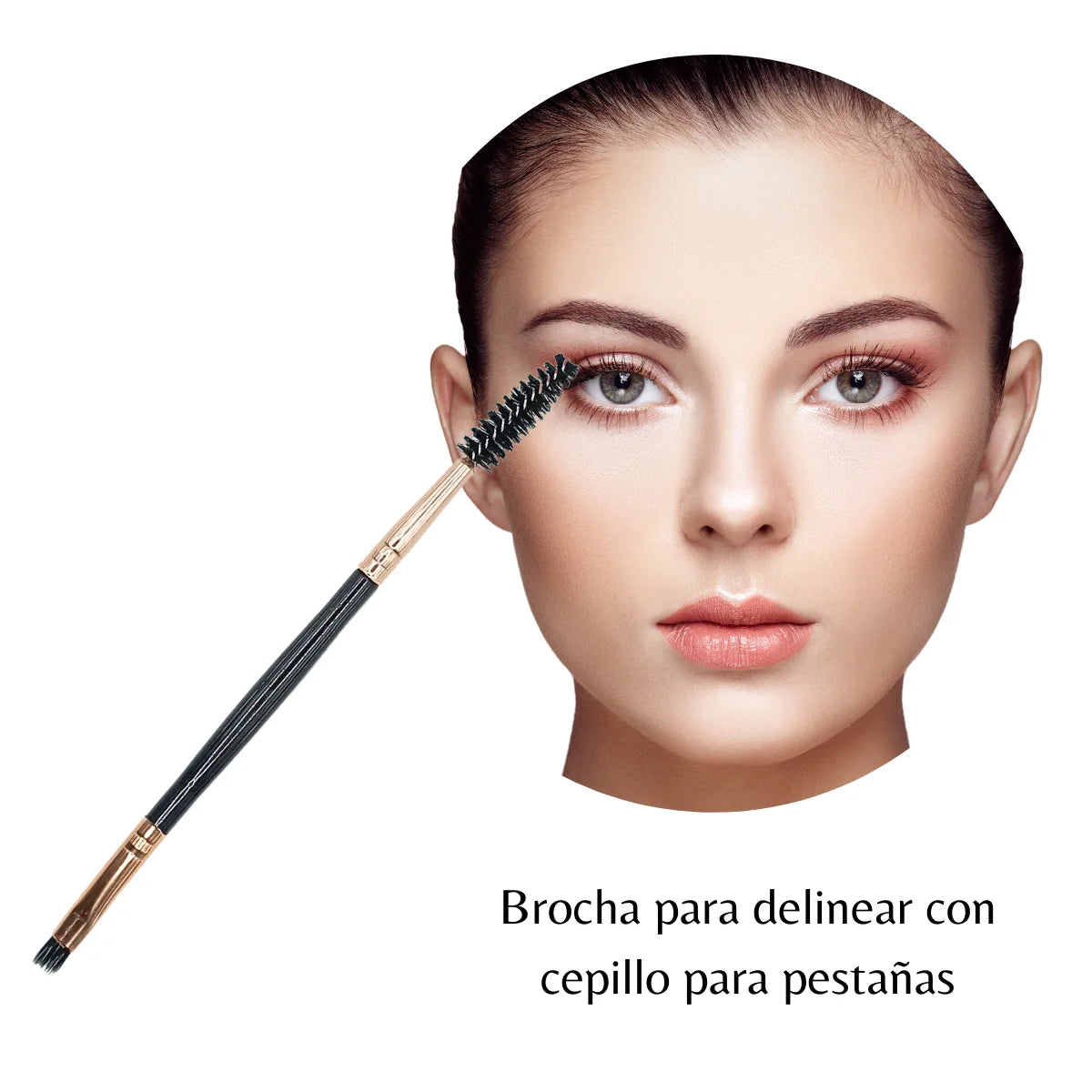 Brocha angular para ceja de doble punta. Brocha en ángulo para delineado perfecto + Cepillo Spoolie.