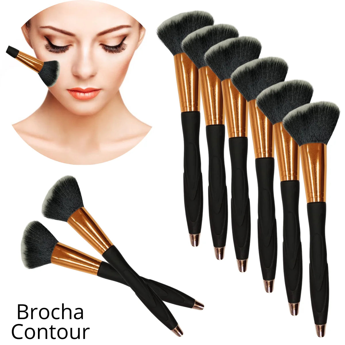 Brocha de maquillaje profesional. Ideal para contornear y definir el rostro. 12 pzas.