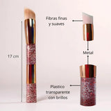 Brocha de maquillaje profesional, aplicador para blush. Diseño en glitter 3 colores.