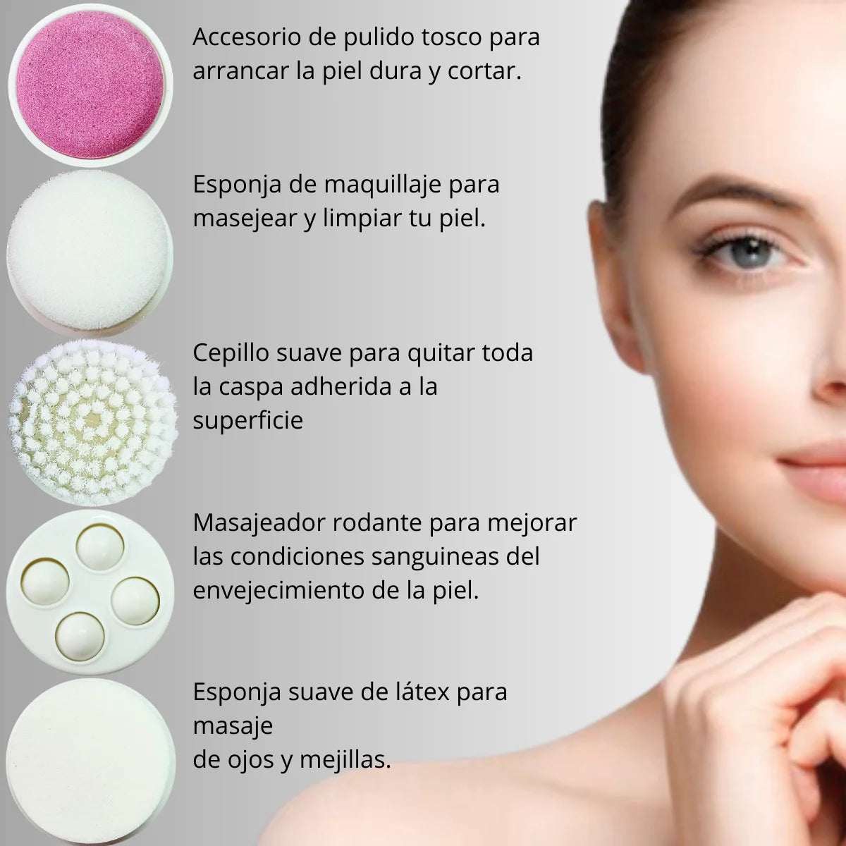 Masajeador de belleza 5 en 1, cepillo de limpieza Facial, Limpieza Profunda, masaje de la piel, cuidado de la piel suave y efectivo