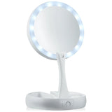 Espejo de maquillaje luz led, doble cara, plegable y 3 ajustes de luz.