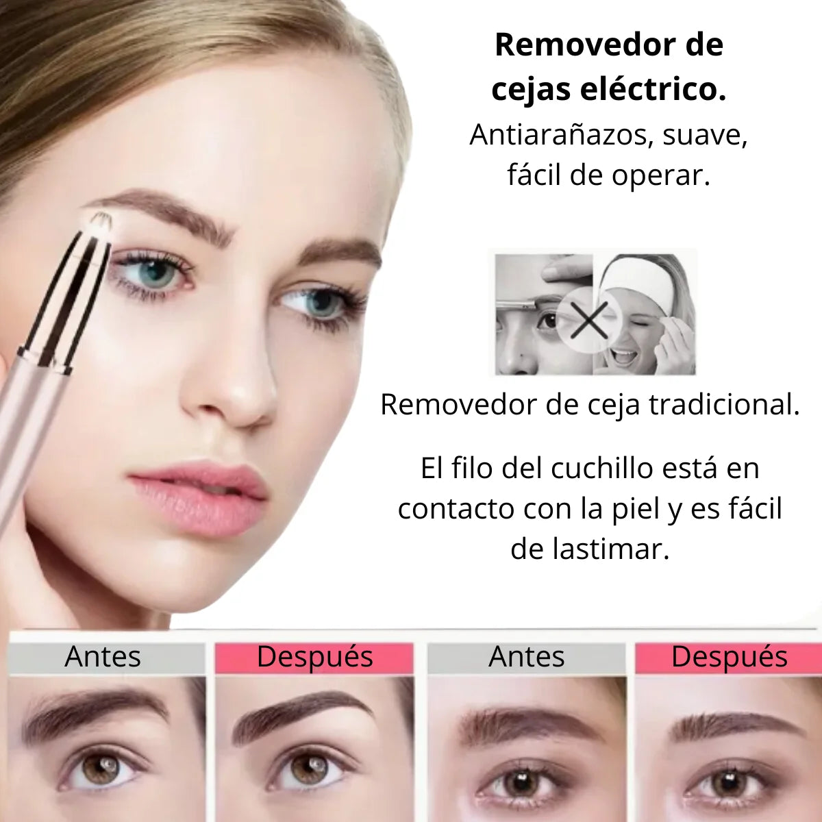 Depiladora de vello facial. Carga USB portatil.