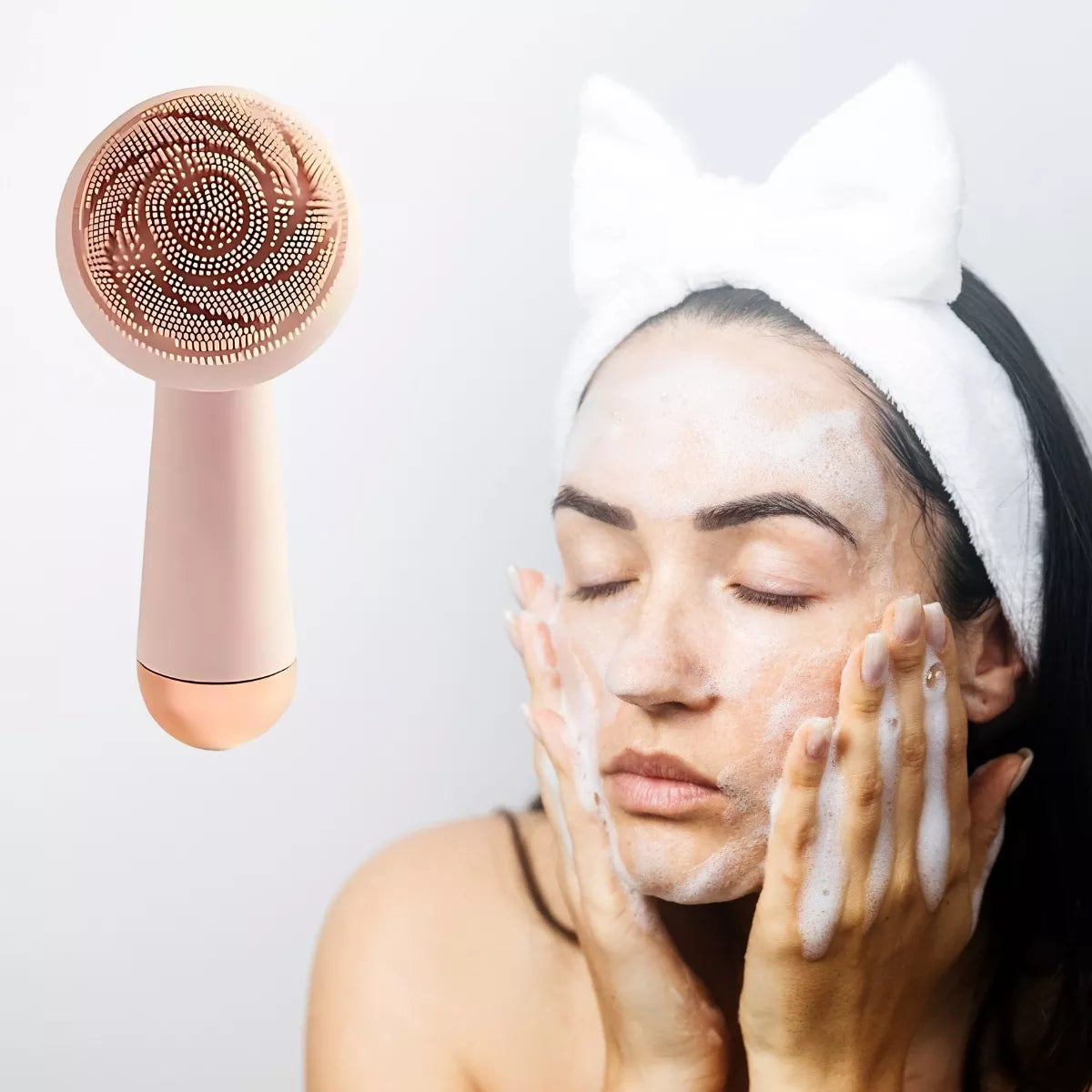 Cepillo de limpieza vibratorio de silicona eléctrico, limpiador de poros faciales, herramienta de belleza recargable impermeable.