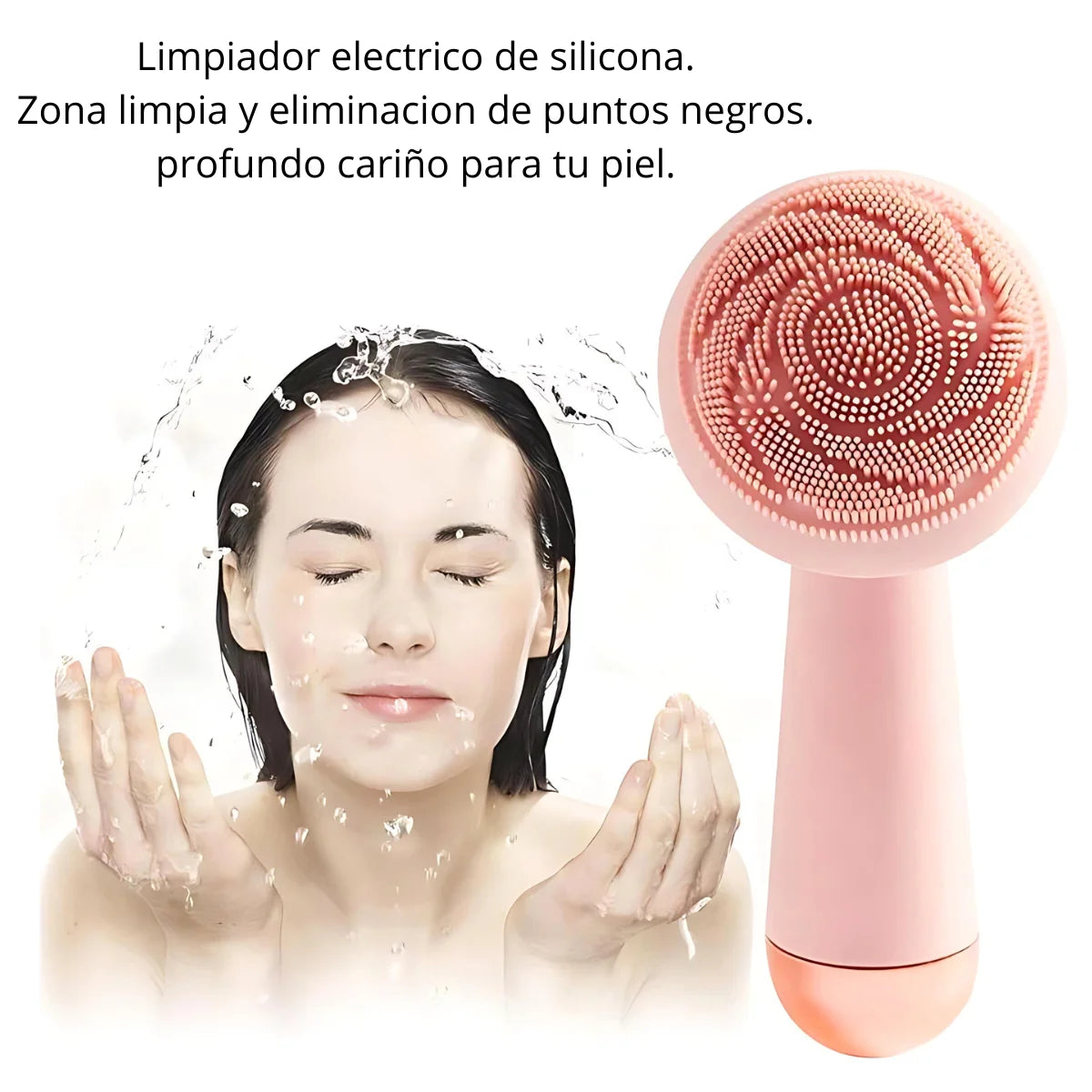 Cepillo de limpieza vibratorio de silicona eléctrico, limpiador de poros faciales, herramienta de belleza recargable impermeable.