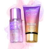 Dúo crema y Body Splash. Fragancia brillante Diamond Mist.