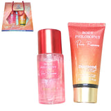 Dúo crema y Body Splash. Fragancia brillante Diamond Mist.