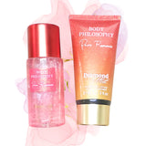 Dúo crema y Body Splash. Fragancia brillante Diamond Mist.