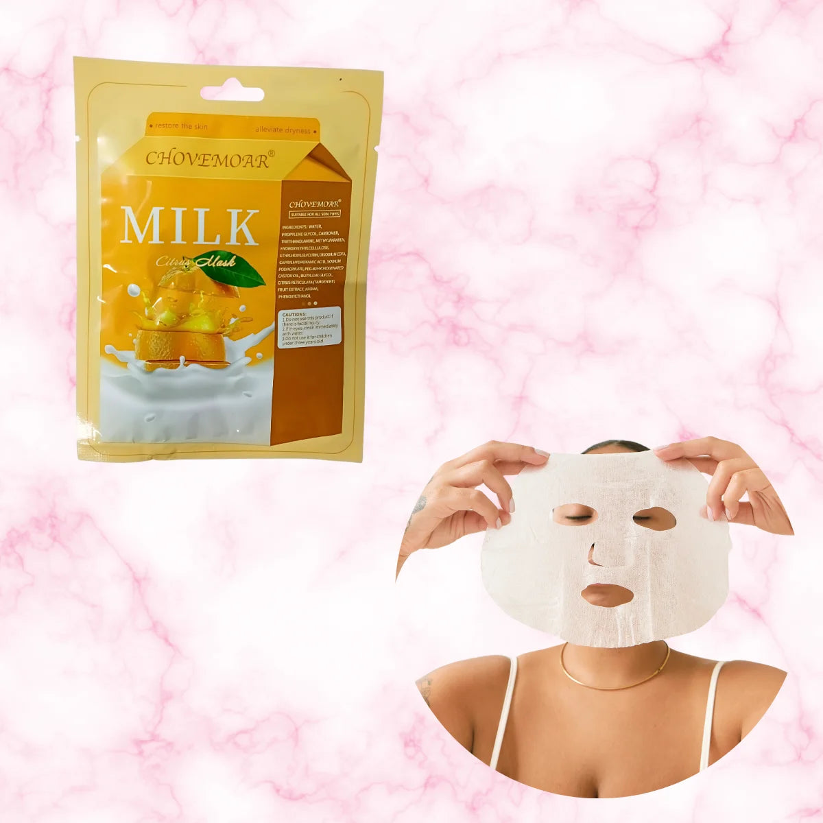 Mascarilla facial de leche con naranja. CHOVEMOAR.