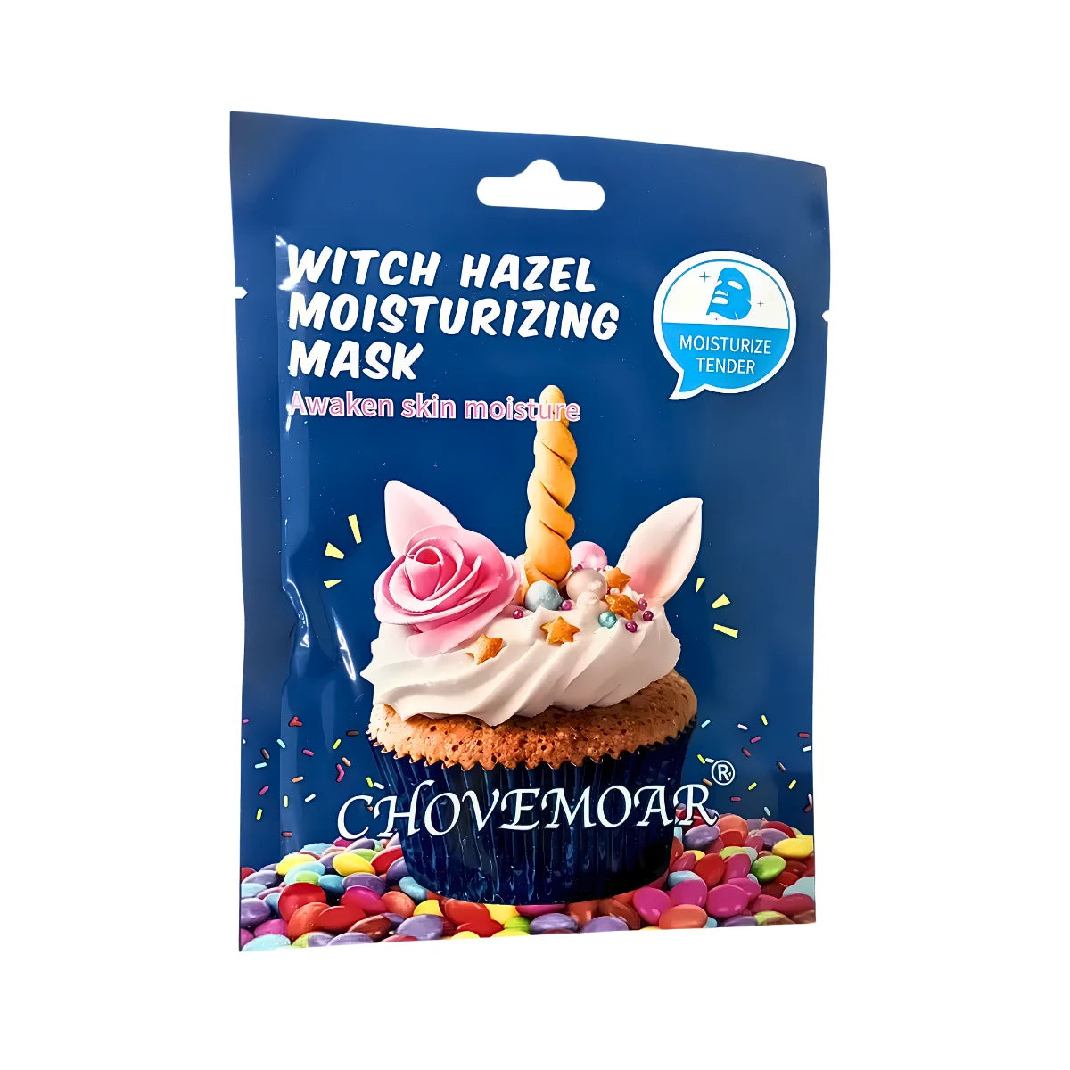 Mascarilla facial de cupcake de unicornio. CHOVEMOAR.