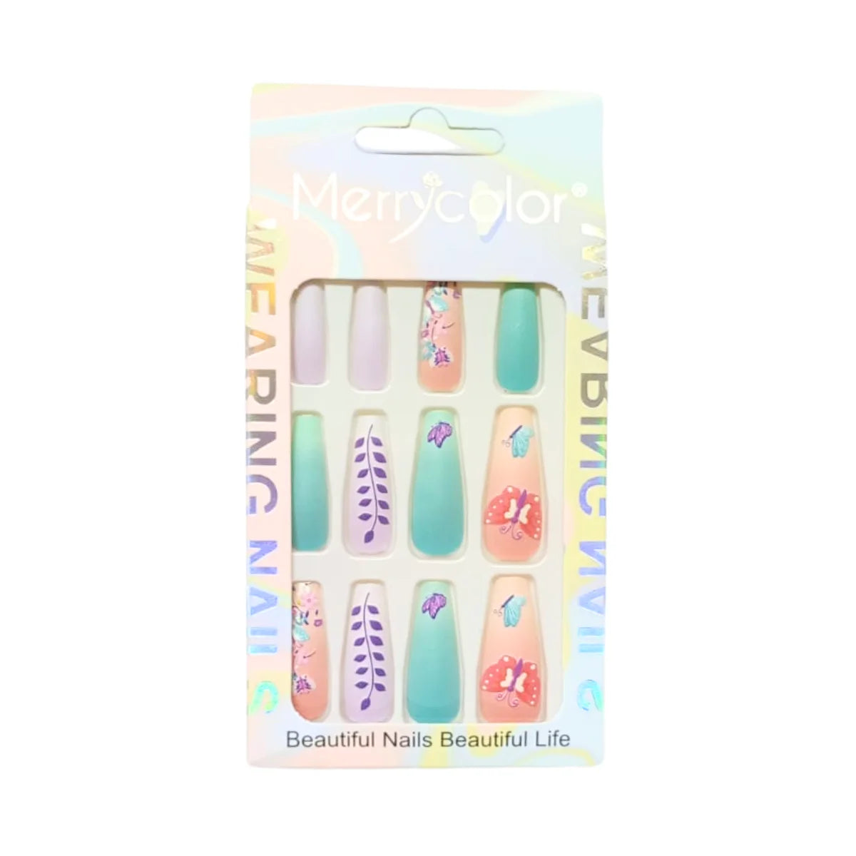 Set de uñas postizas con diseño, incluye 24 piezas.