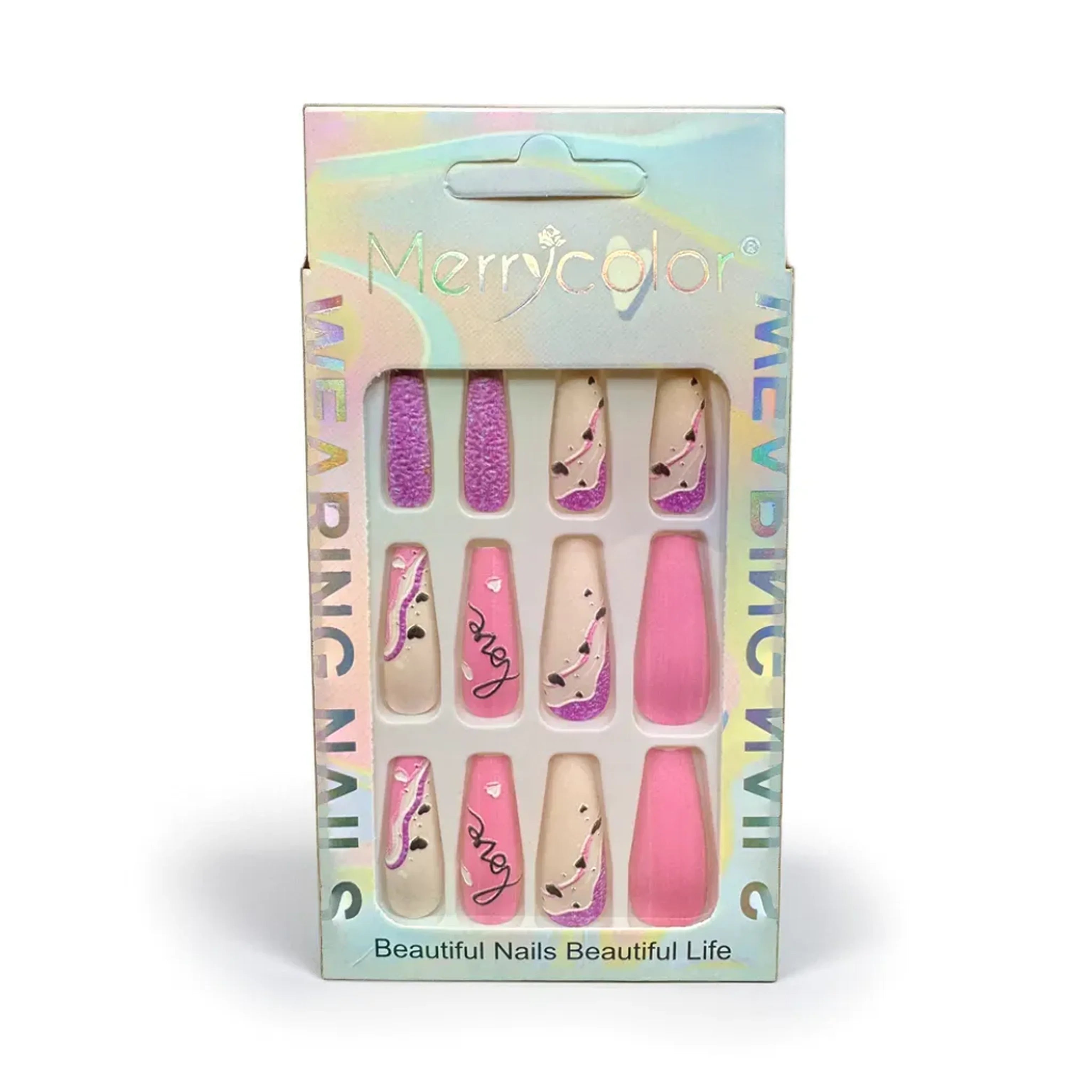 Set de uñas postizas con diseño, incluye 24 piezas.