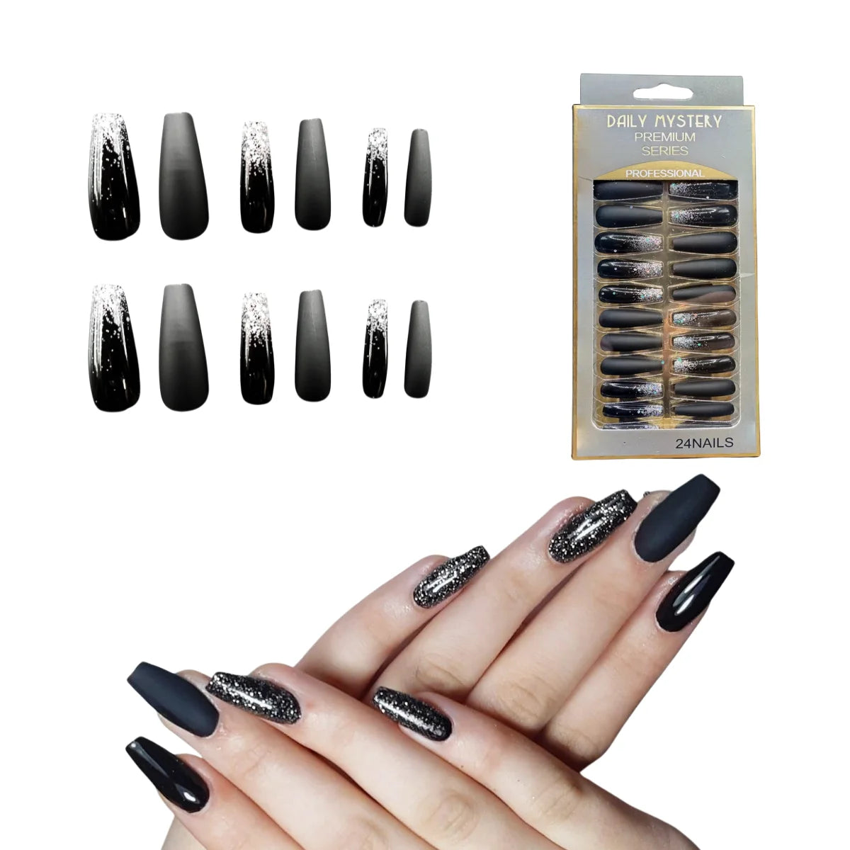 Set 24 Piezas Uñas Postizas Largas Nail fairy premium series