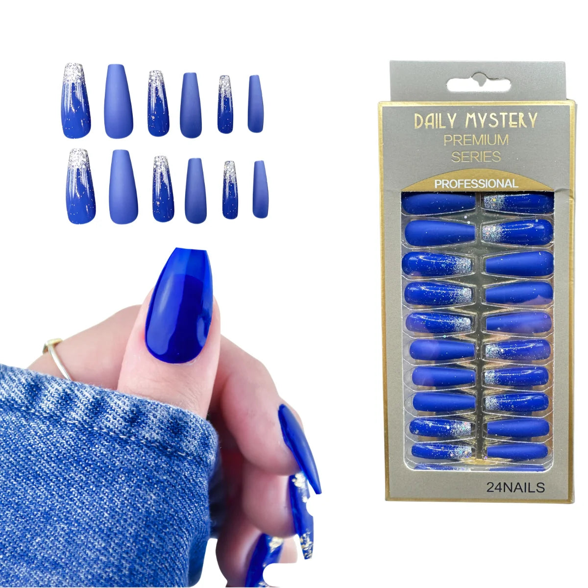 Set 24 Piezas Uñas Postizas Largas Nail fairy premium series