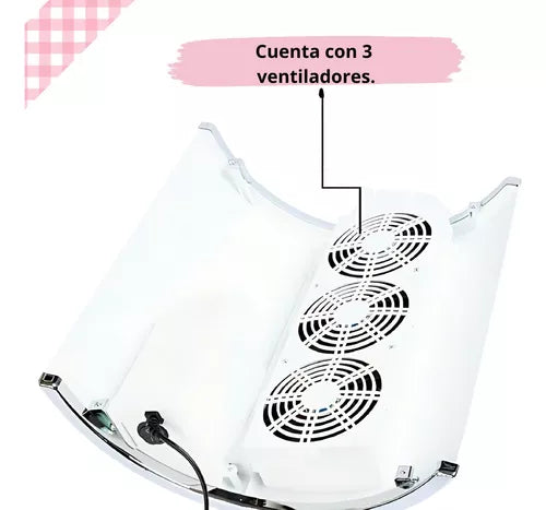 Aspirador potente de polvo de uñas con 3 aspiradoras de ventilador herramientas de manicura con 2 bolsas de recogida de polvo.