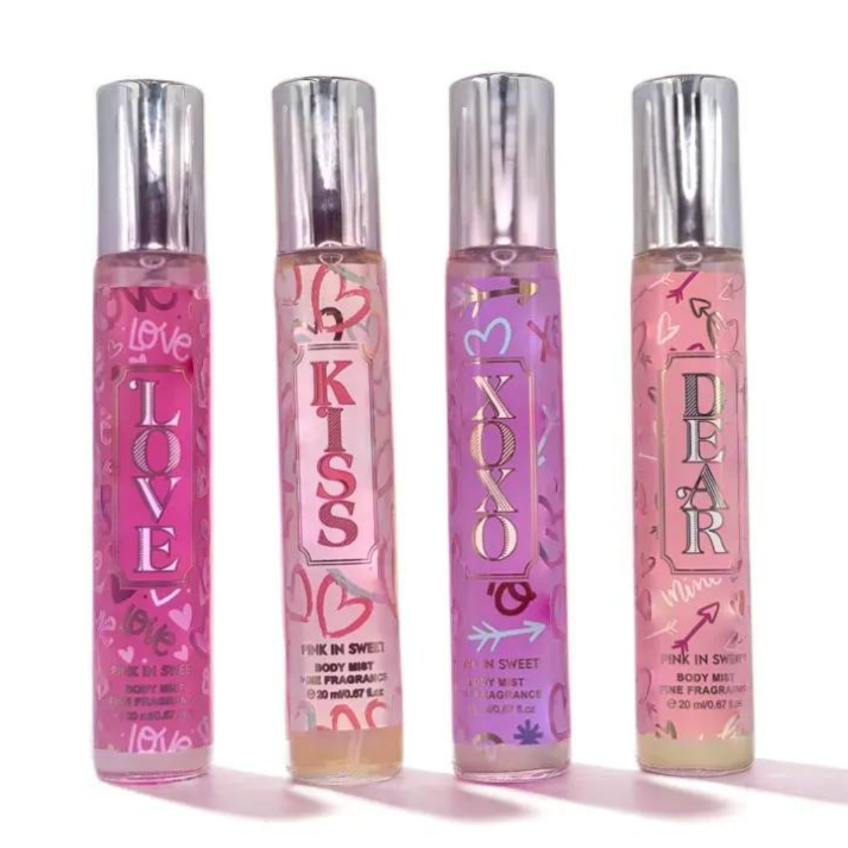 Set de 4 Perfumes 20 ml diferentes aromas, fragancias de bolsillo PINK IS SWEET