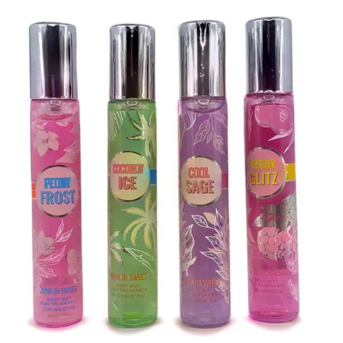 Set de 4 Perfumes 20 ml diferentes aromas, fragancias de bolsillo PINK IS SWEET