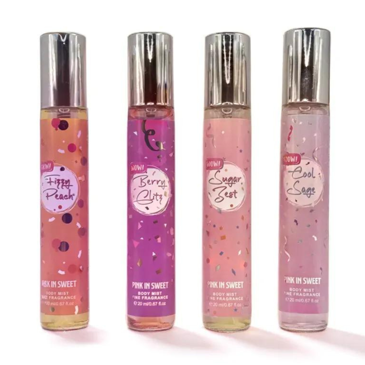 Set de 4 Perfumes 20 ml diferentes aromas, fragancias de bolsillo PINK IS SWEET